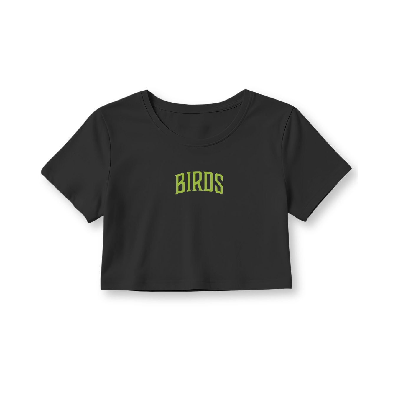 Fly Society 215 Birds Arc cropped tee in lime print, alternate view.