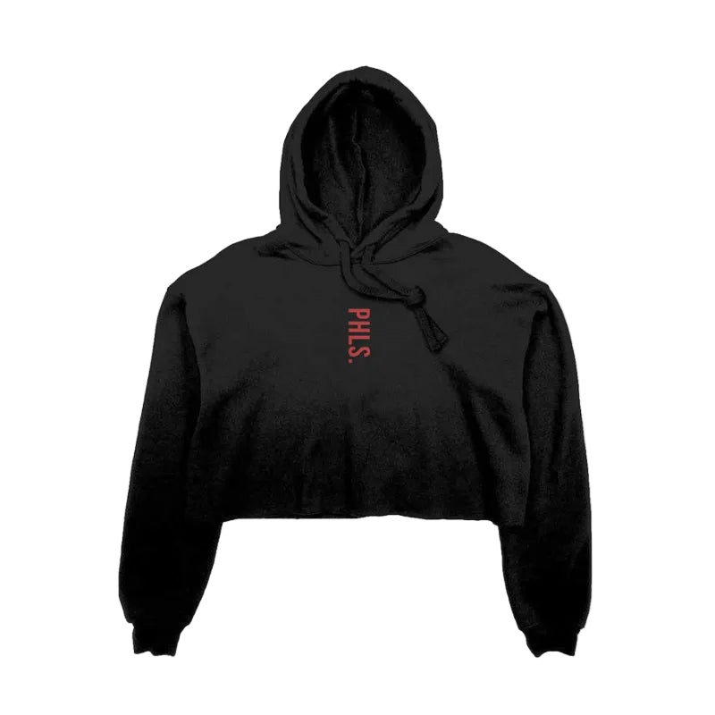 Fly Society 215 PHLS cropped minimal hoodie, alternate view.