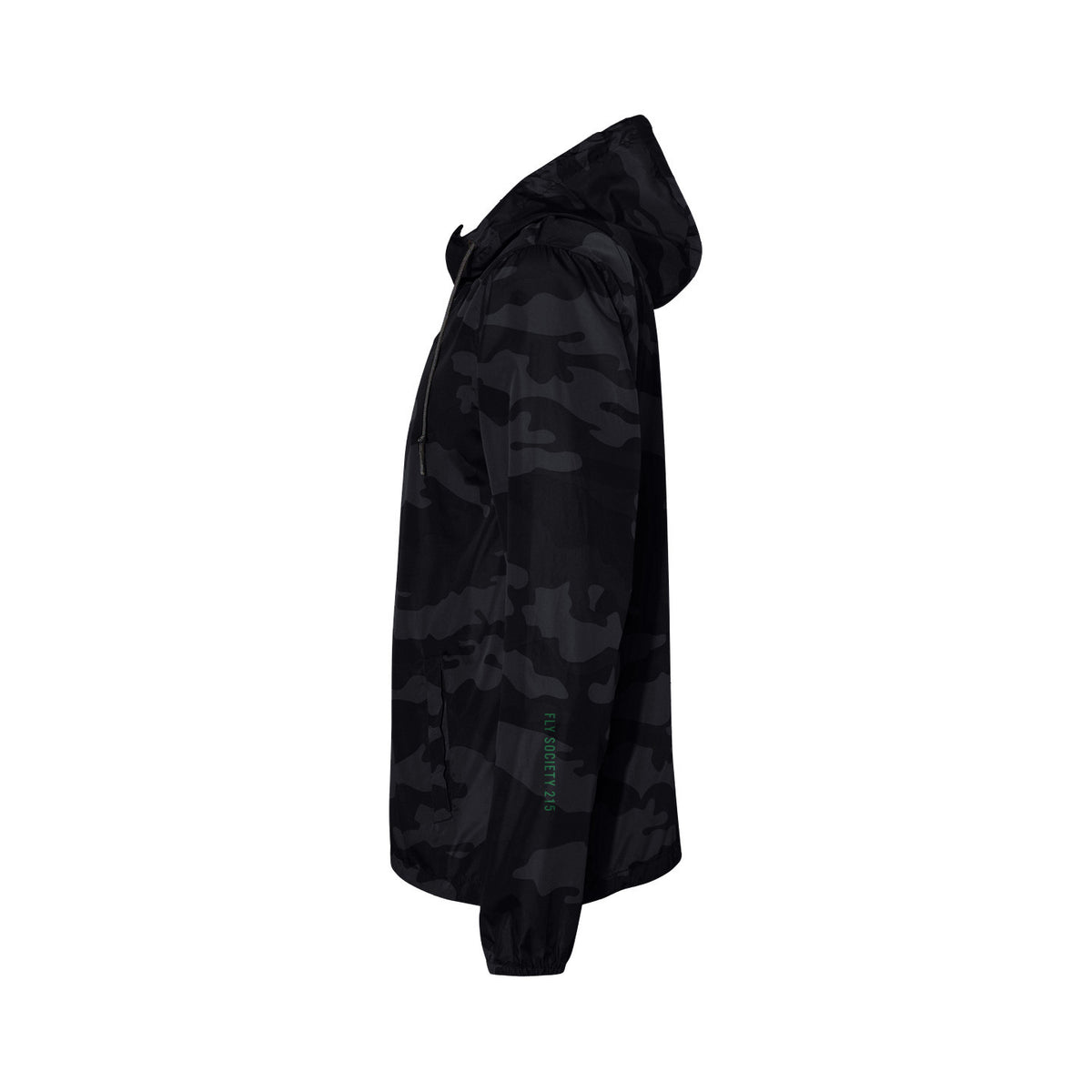 Embroidered Black Camo Water Resistant Windbreaker