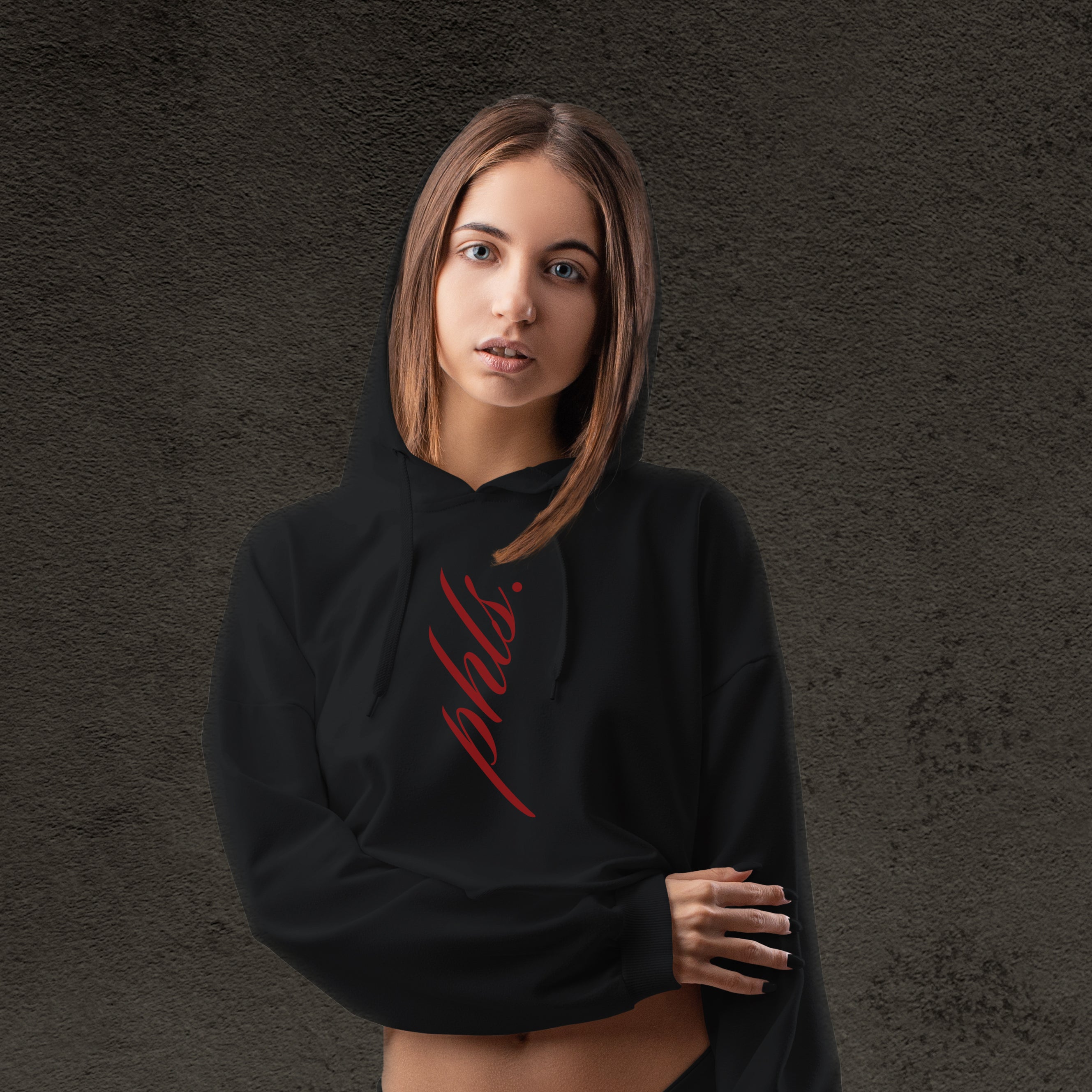 PHLS Cropped Script Hoodie