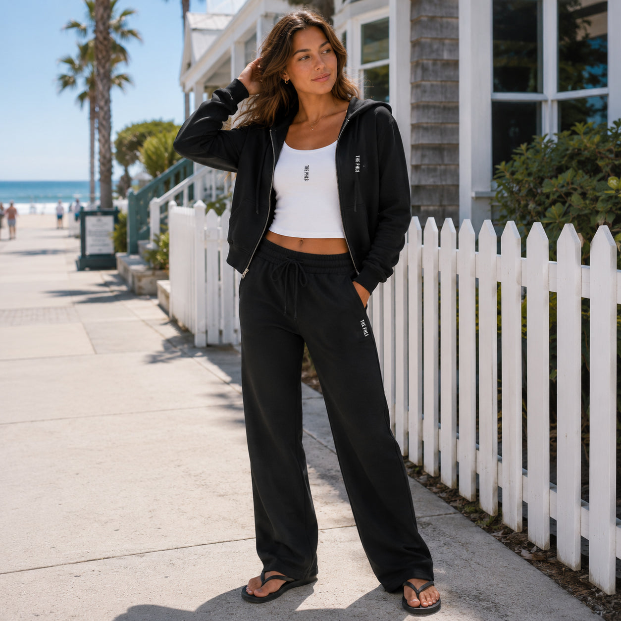 Phls Vertical Embroidered Micro Graphic Wide Sweatpant
