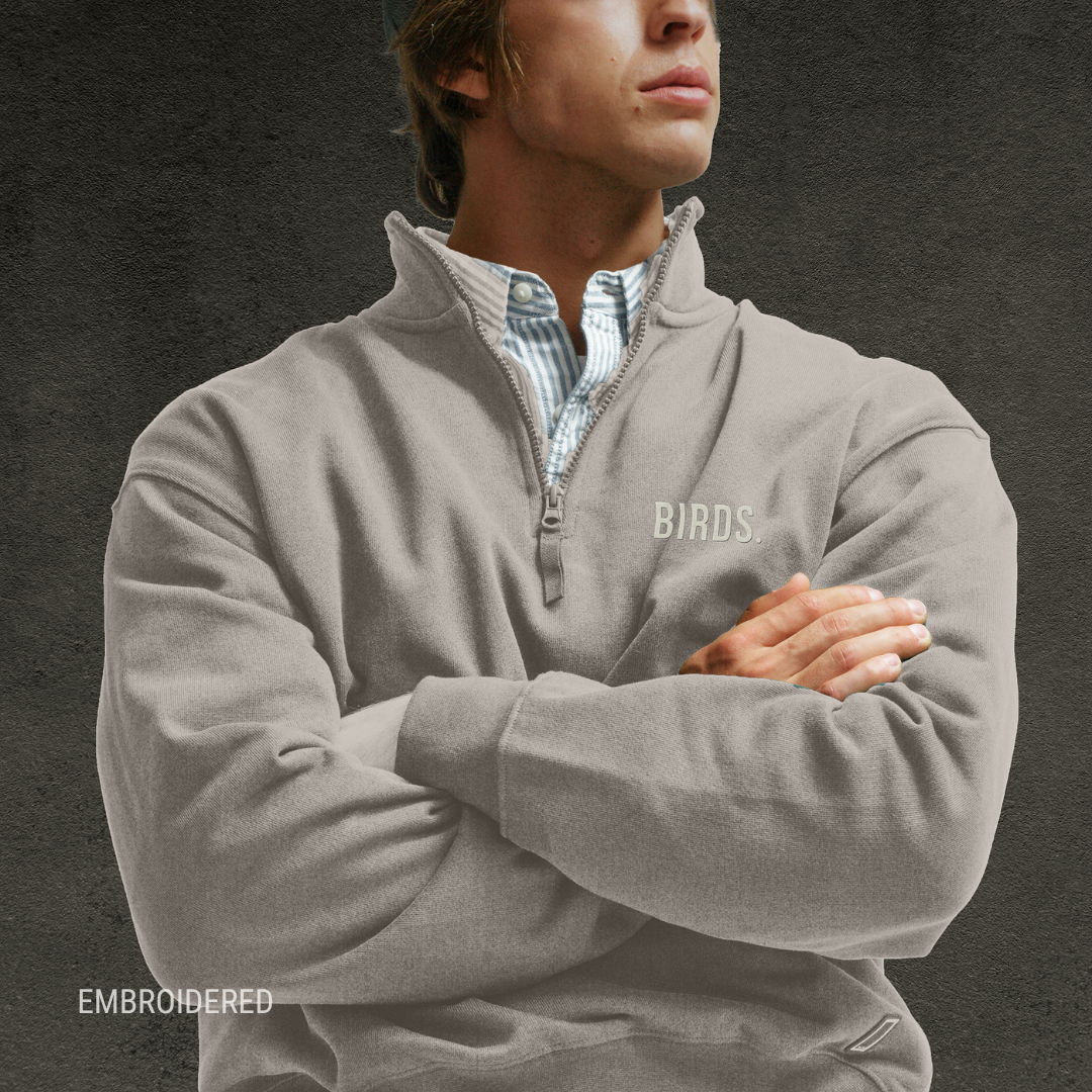 Birds Embroidered Core Quarter Zip