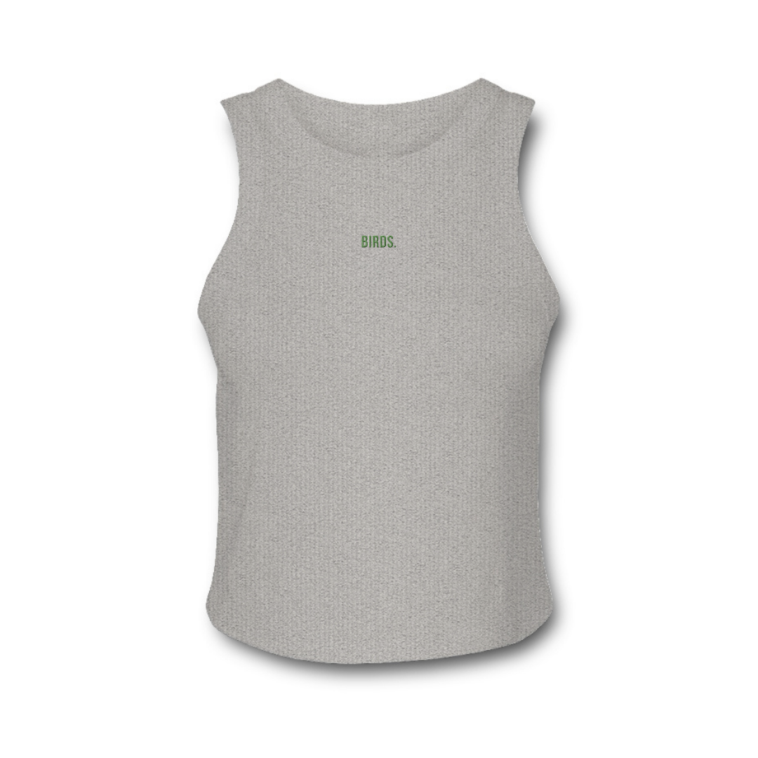 Fly Society 215 Birds embroidered micro-rib racerback tank, second colorway, alternate view.