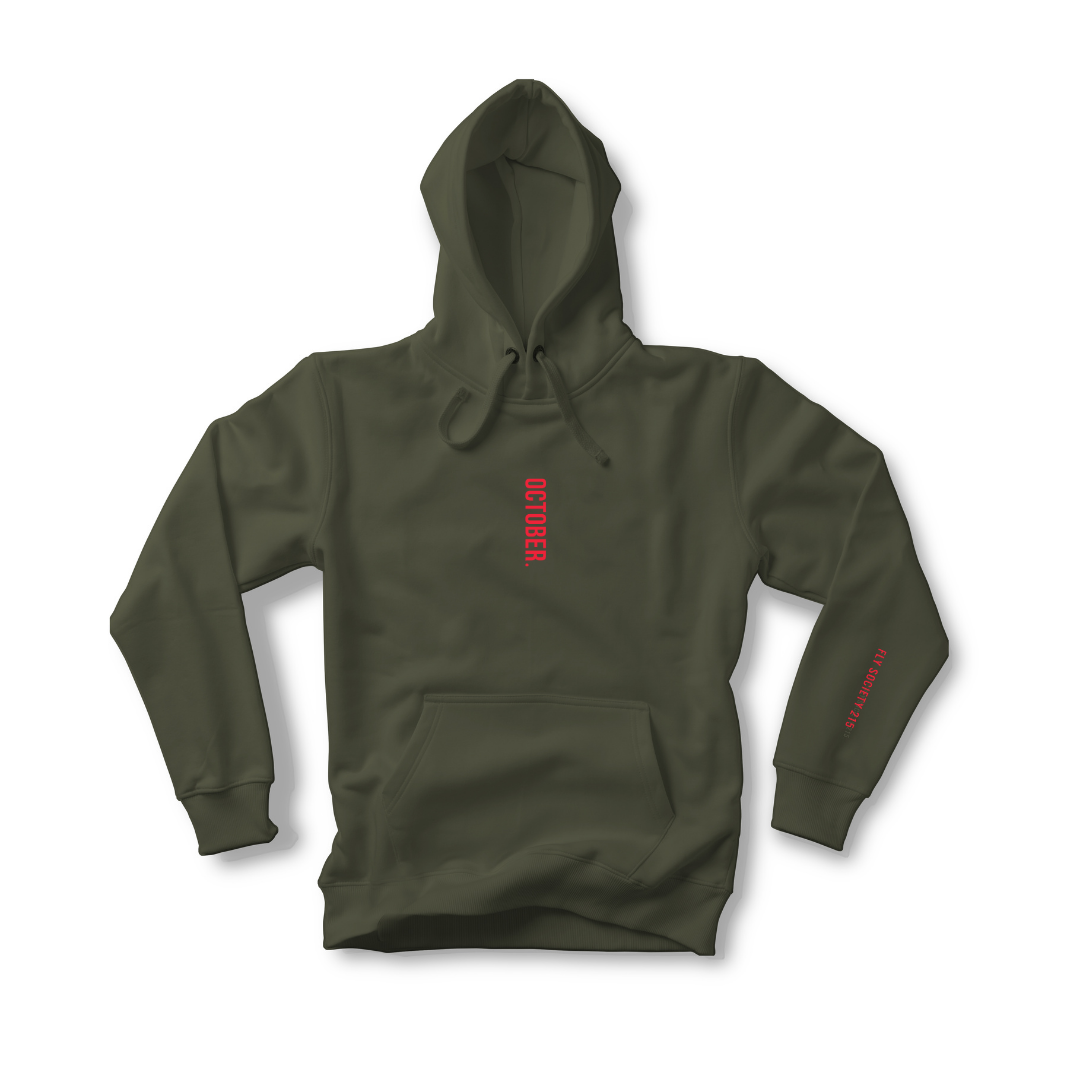 Fly Society 215 Phls red printed October heavyweight hoodie.
