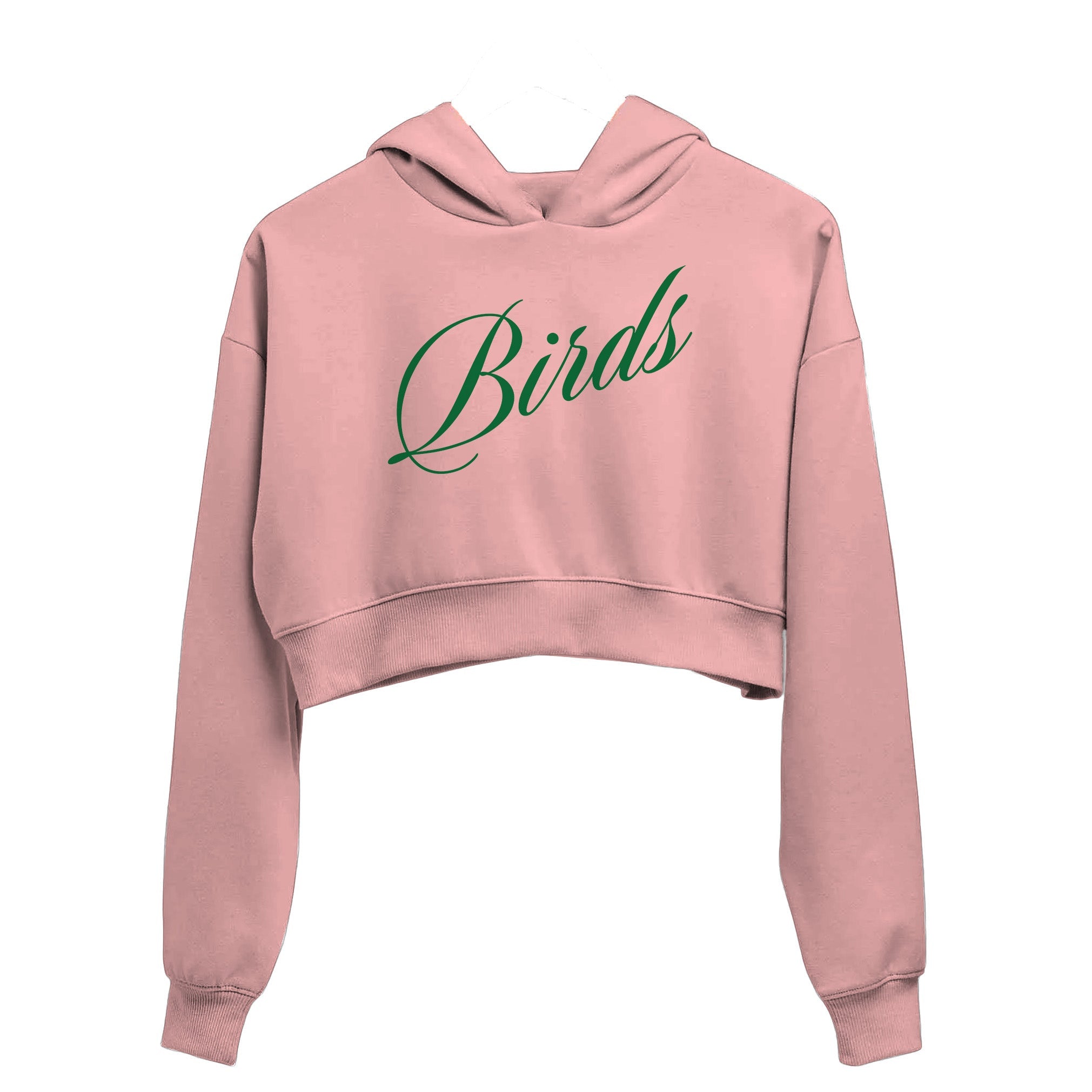 Fly Society 215 Birds script cropped hoodie, alternate view.