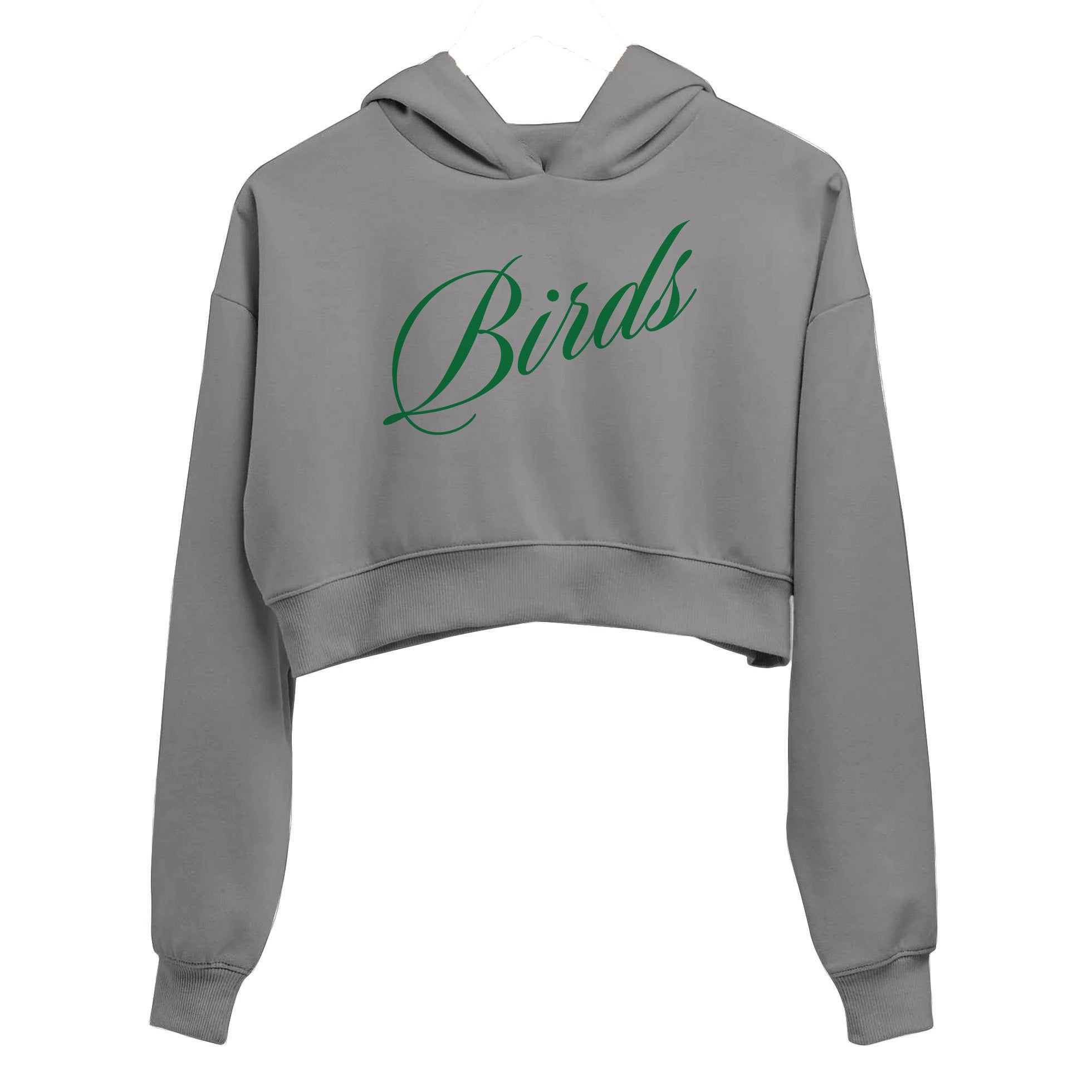 Fly Society 215 Birds script cropped hoodie in sponge fleece.