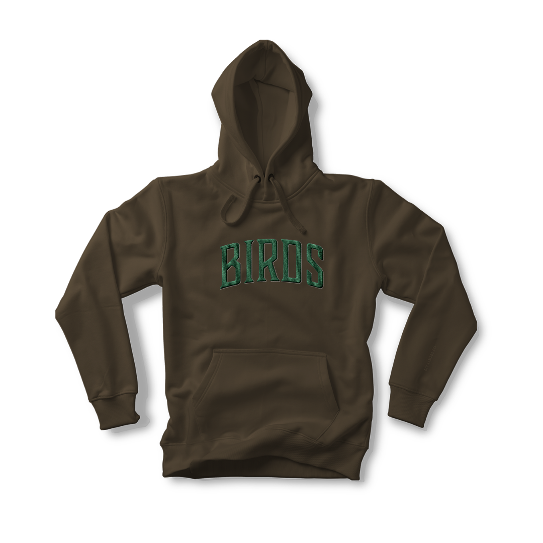 Fly Society 215 Birds heavyweight hoodie with raised faux-chenille patches.