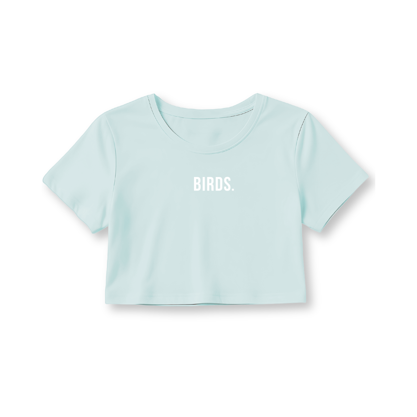 Fly Society 215 Birds cropped tee, light colours, alternate view.