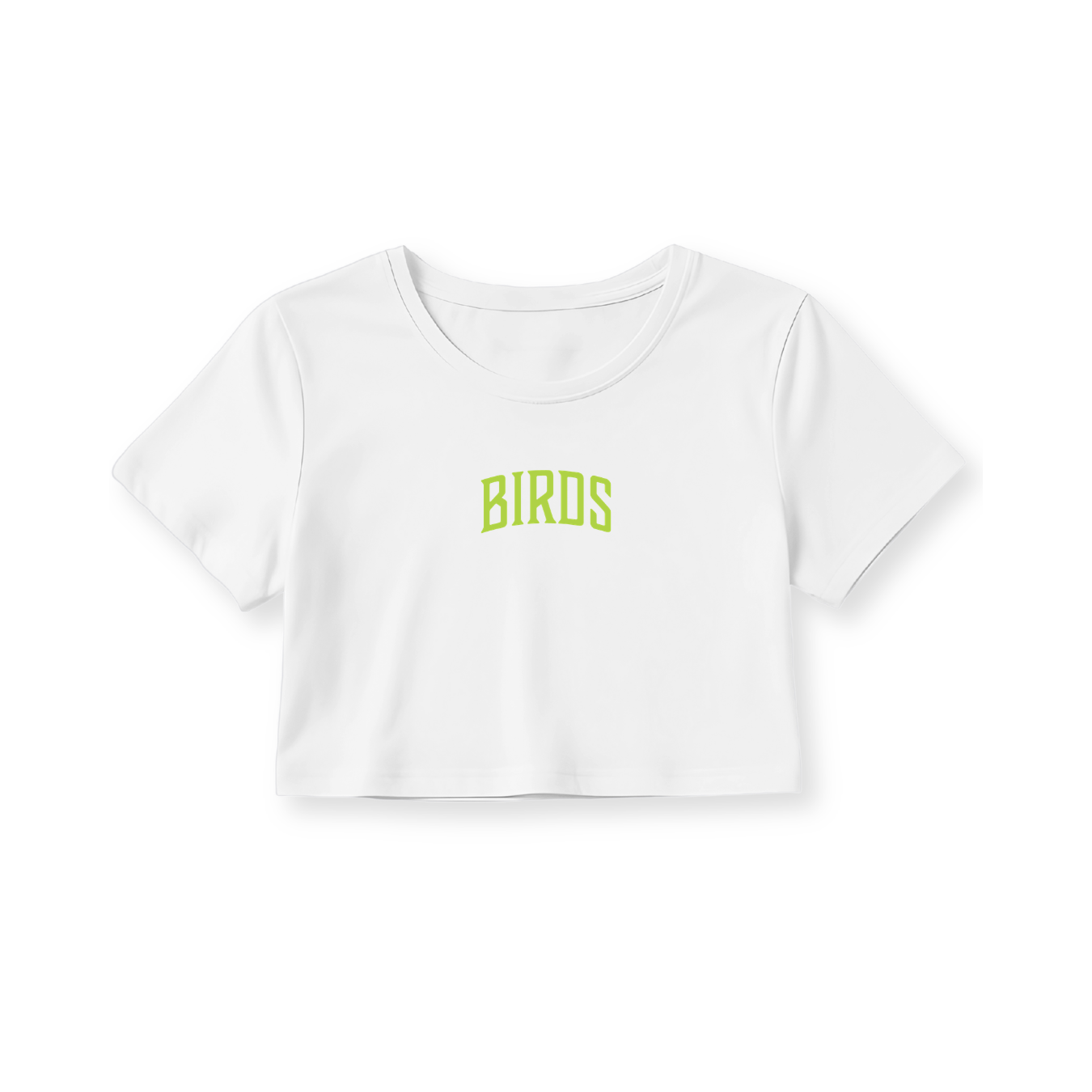 Fly Society 215 Birds Arc cropped tee in lime print, second colorway.