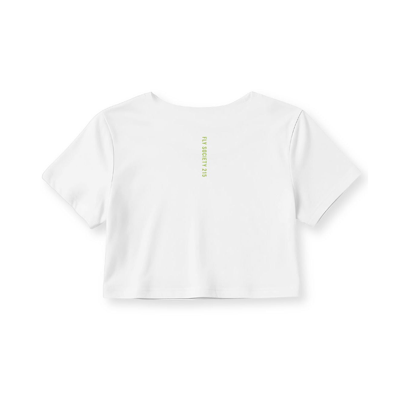 Fly Society 215 Birds Arc cropped tee in lime print, further view.