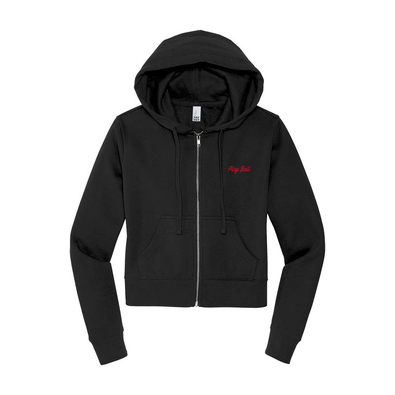 Play Ball Embroidered Script Micro Graphic Women's Zip Hoodie