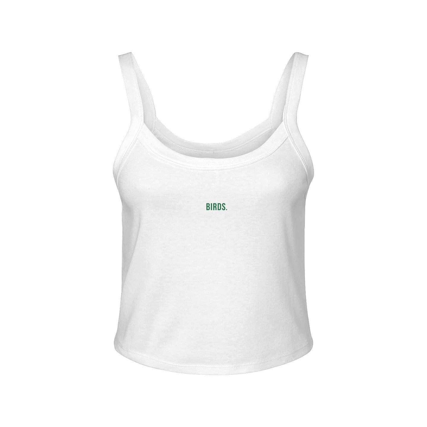 Fly Society 215 Birds embroidered micro-rib spaghetti strap tank, alternate view.