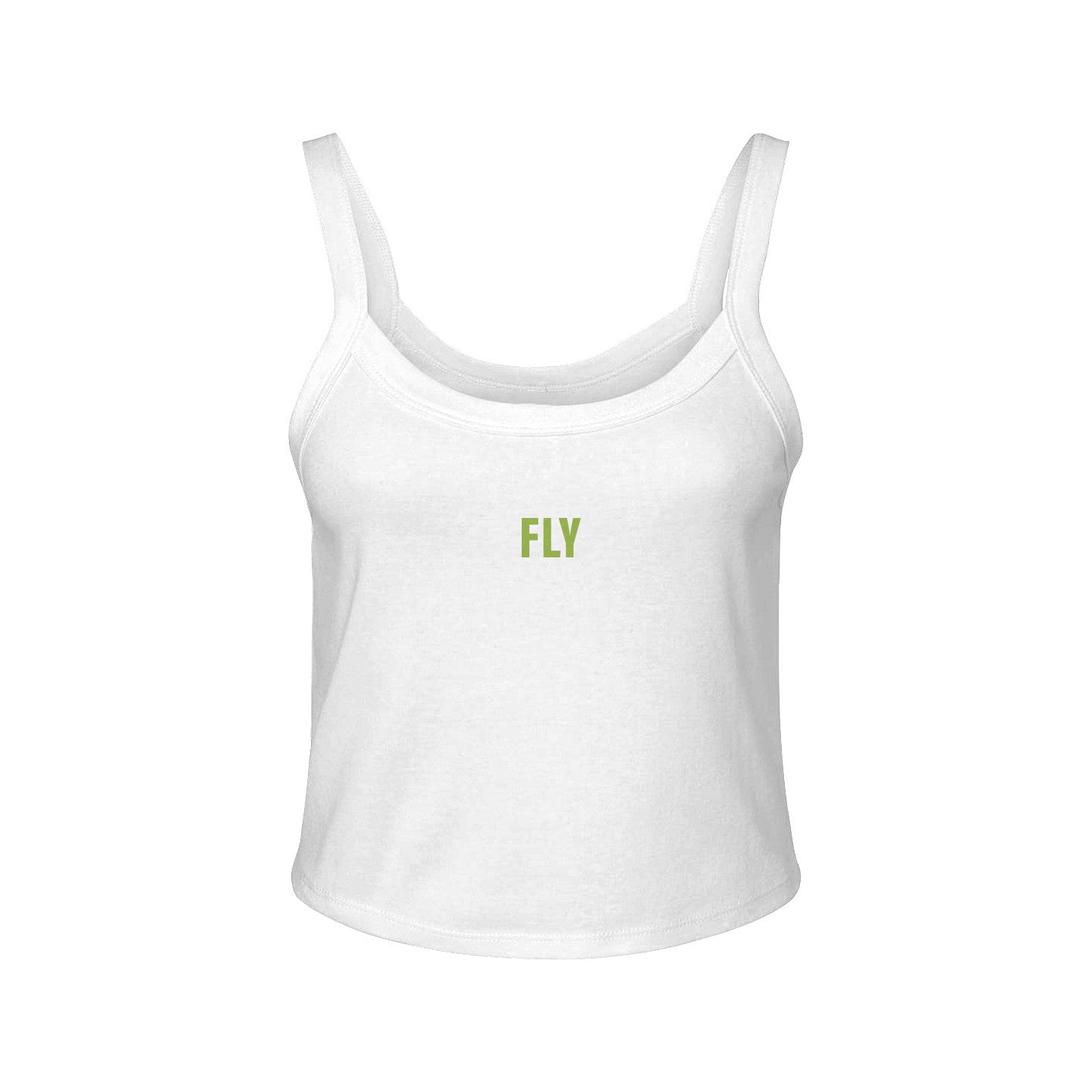 Fly Society 215 FLY embroidered micro-rib spaghetti strap tank.