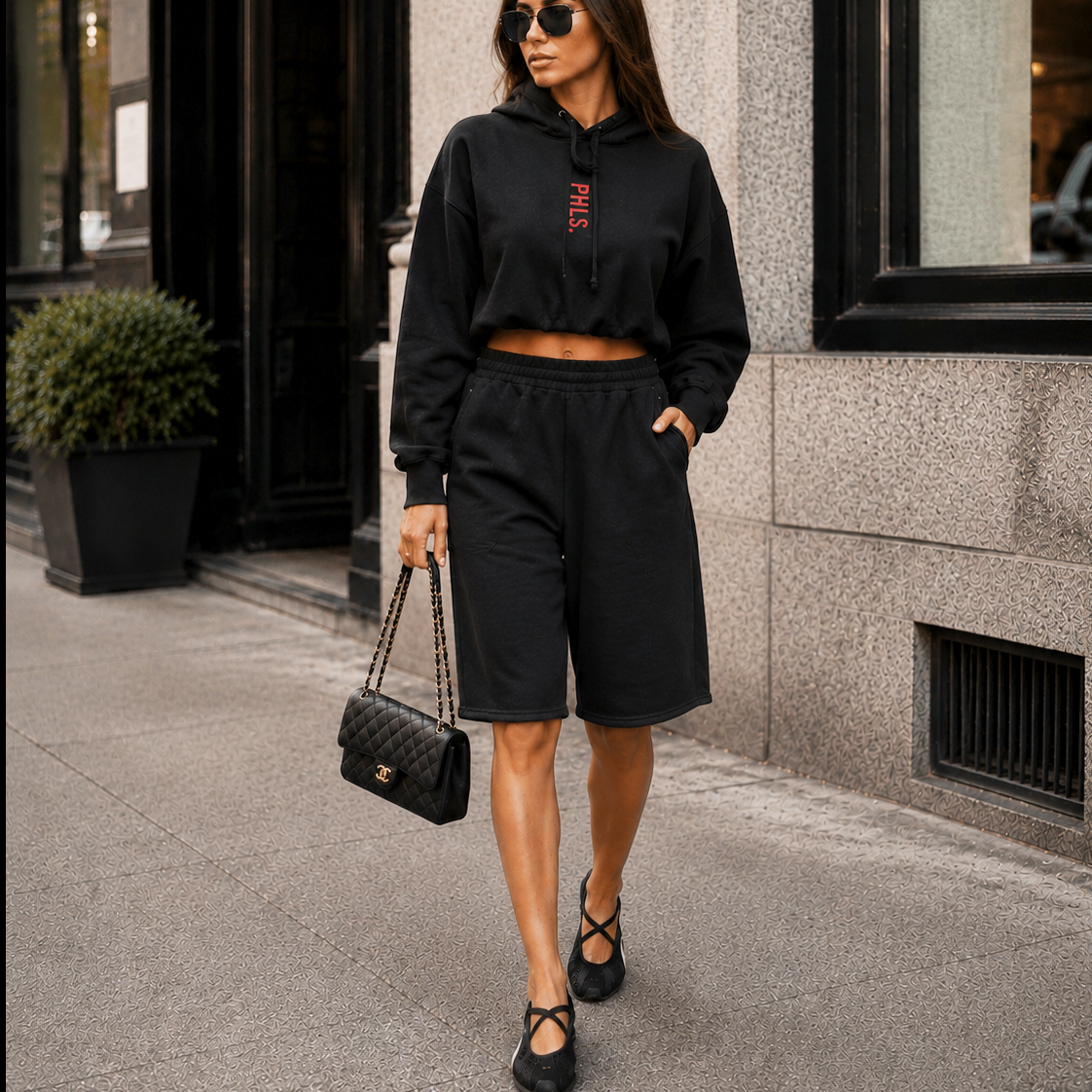 PHLS Cropped Minimal Hoodie