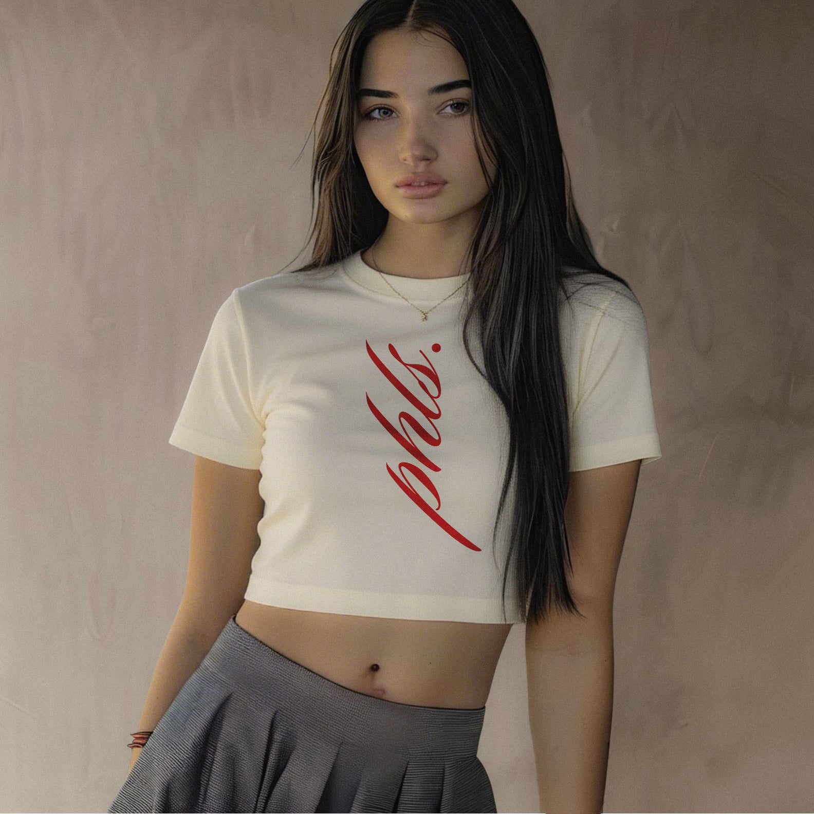 PHLS Vertical Script Cropped Tee