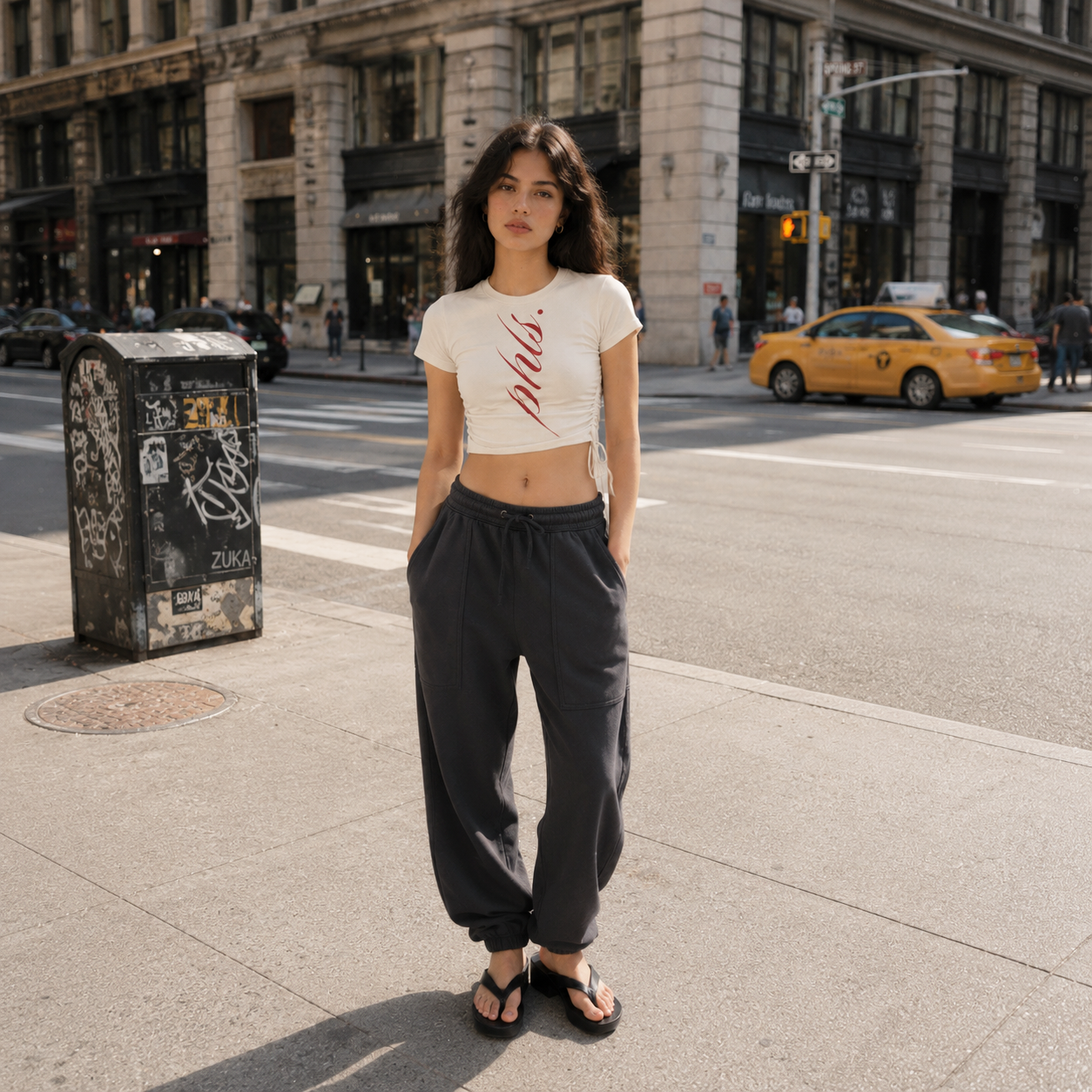 PHLS Vertical Script Cropped Tee