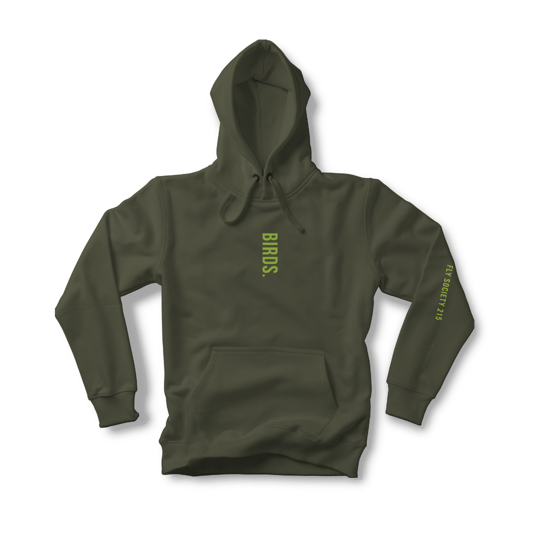 Birds Vertical Hoodie Army Green