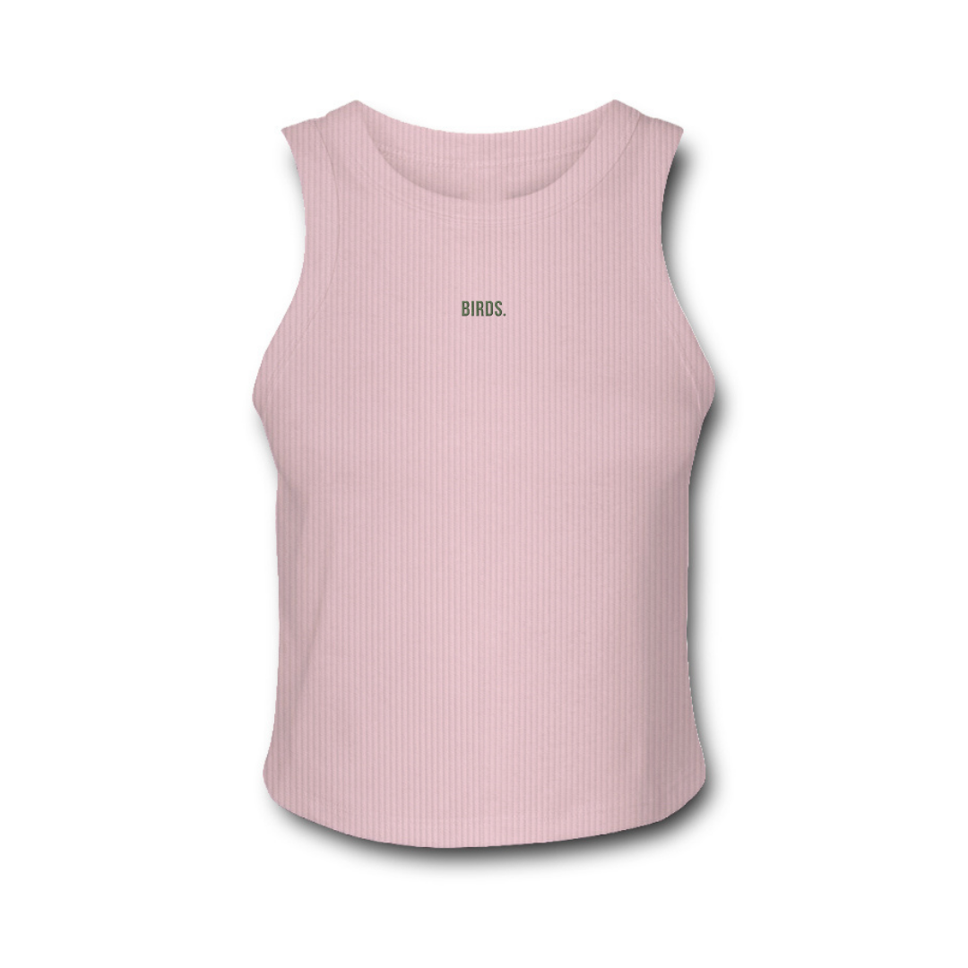 Fly Society 215 Birds embroidered micro-rib racerback tank, second colorway.