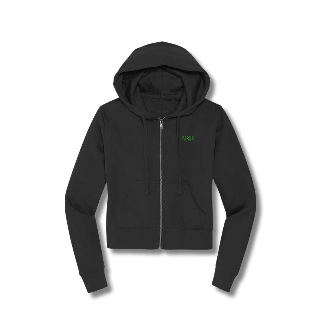 Kelly Green Embroidery Womens Zip Hoodie