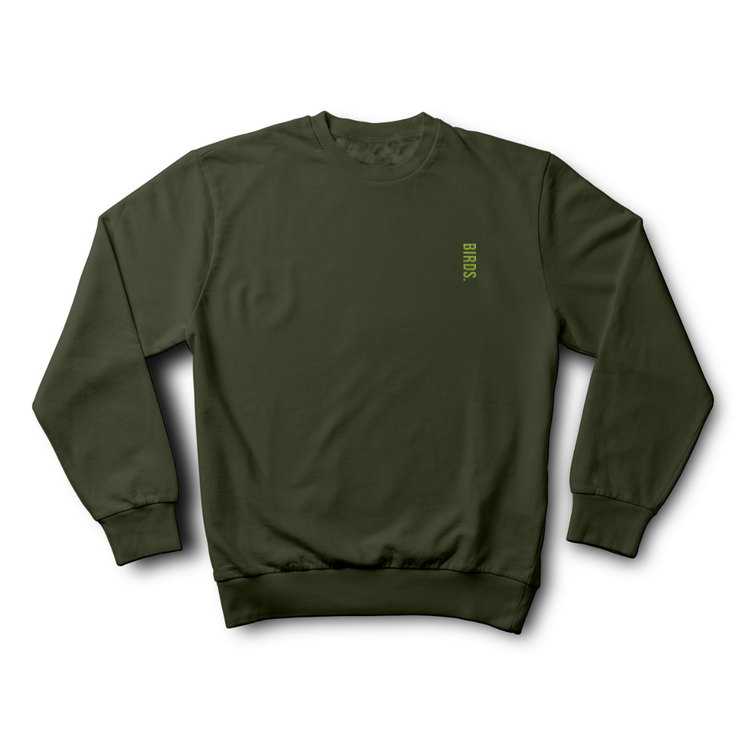Birds Vertical Embroidered Heavyweight Crewneck Sweatshirt