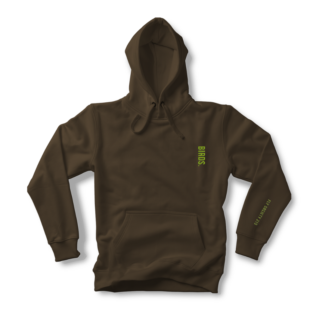 Fly Society 215 heavyweight hoodie with lime embroidery.