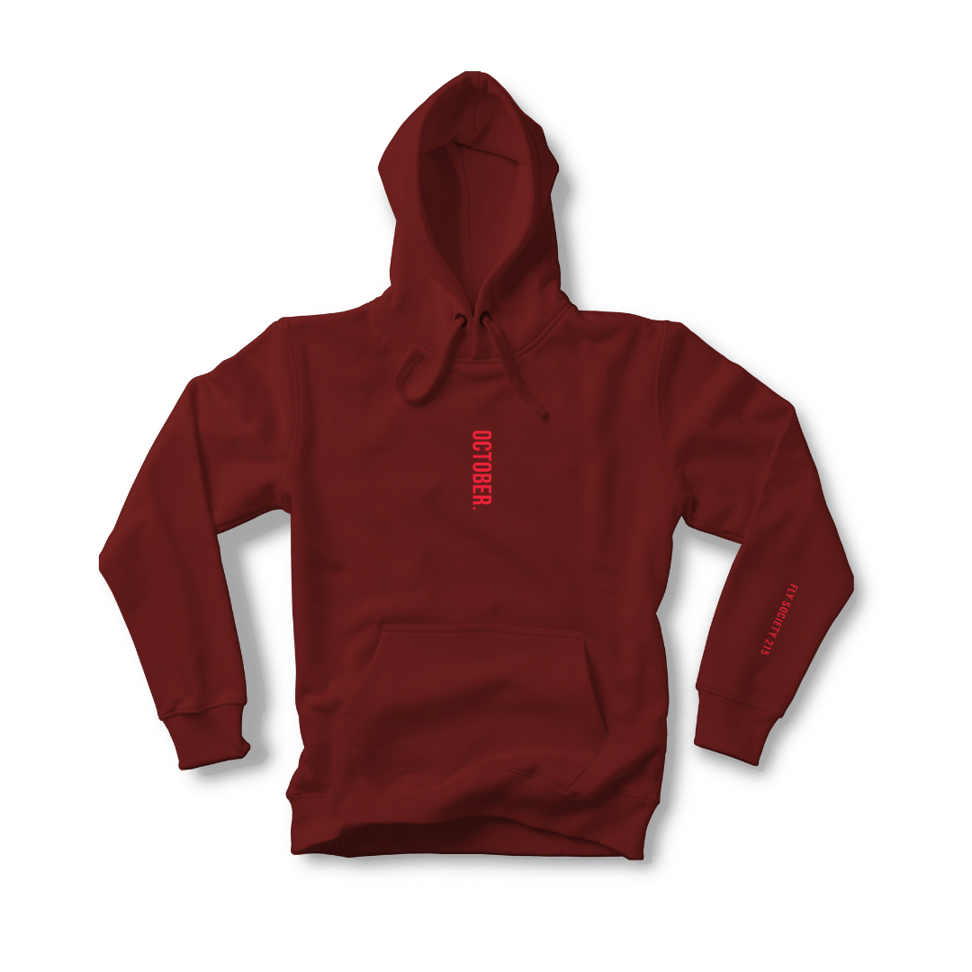 Fly Society 215 Phls red printed October heavyweight hoodie.