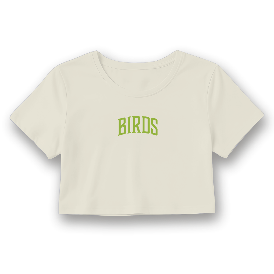 Fly Society 215 Birds Arc cropped tee, detail of the graphic.