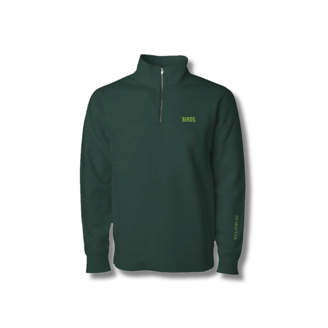 Lime Embroidery Midweight Quarter Zip Sweatshirt